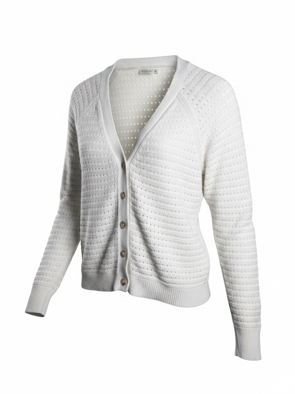 Spartina 449 Womens XL Cream Crochet Button Front V-Neck Linen‎ Blend Cardigan